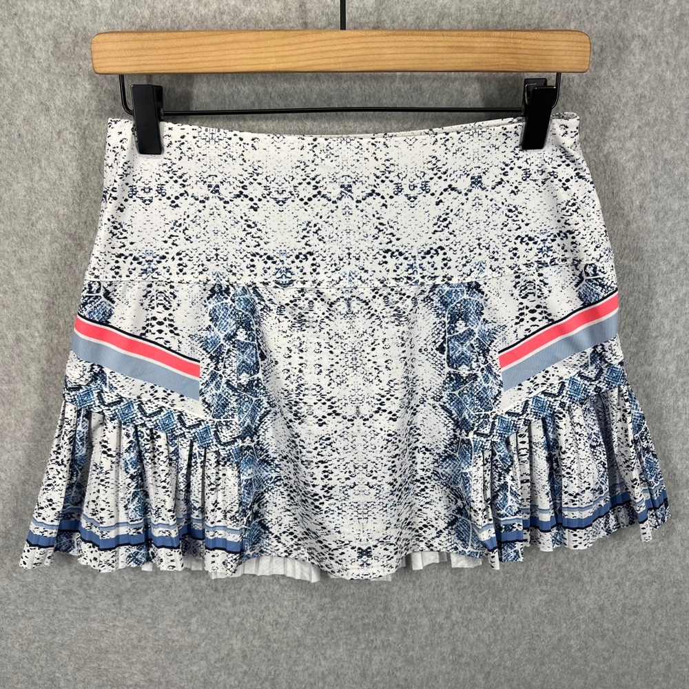 Lucky in Love Tennis Skirt Women S Blue White Snakeskin Pleated Skort EUC